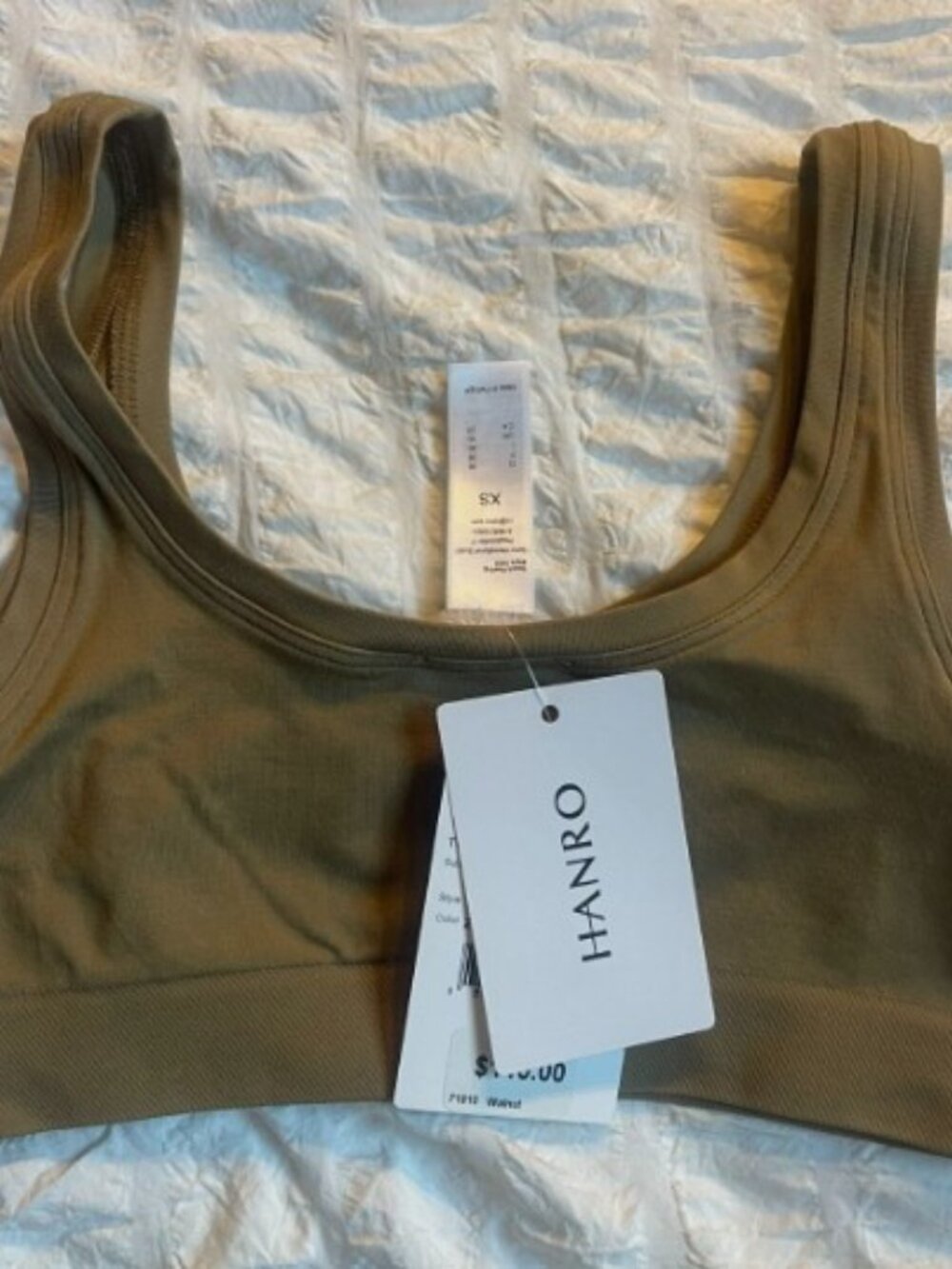 Hanro Touch Feeling Braletts XS Walnut Scoop Crop Tank Top Soft NEW NWT $110 - Picture 4 of 5